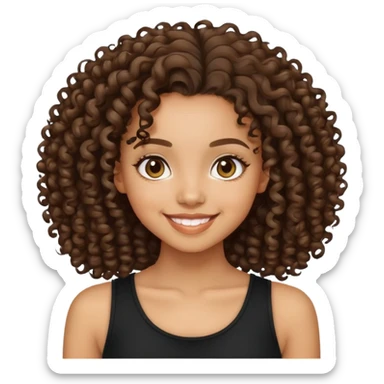 Lightskin girl with curly hair pretty smile and black top sticker