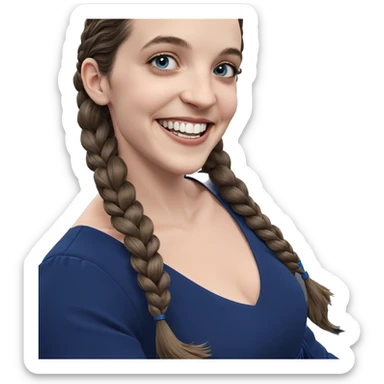 smiling girl in blue dress sticker