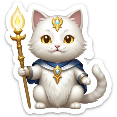 cute cat paladin casting a holy light spell sticker
