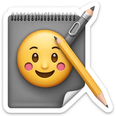 Emoji pencil writing on paper sticker