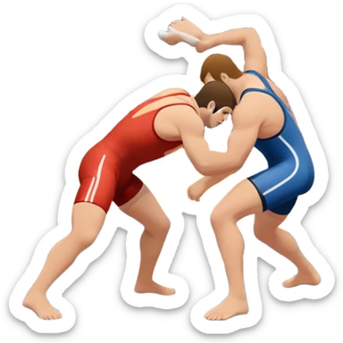 An icon representing freestyle wrestling, with two athletes engaged in a dynamic struggle on the mat. One wrestler attempts a takedown while the other counters, showcasing agility and technique. The background features a stylized wrestling ring with minimal design elements, emphasizing the action.  sticker