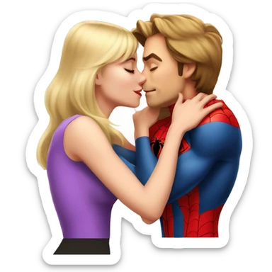 gwen Stacy kissing Spiderman sticker