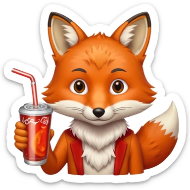 Fox whit a soda called soda pop sticker