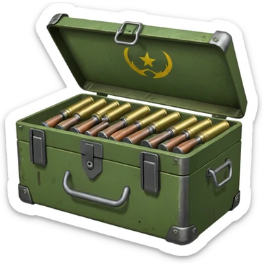 generate a very realistic weapon supply box sticker