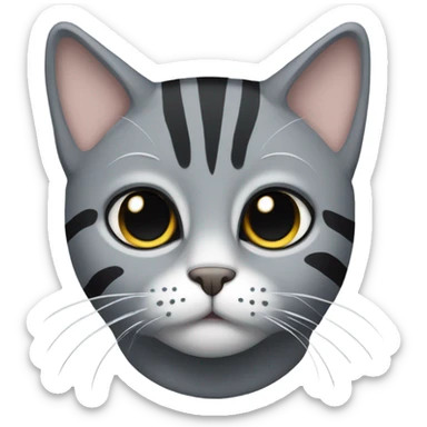 a gray cat with a black stripe sticker
