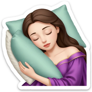 sleeping beauty brunette white girl with a silk pillow sticker