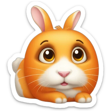 orange cute rabbit with big eyes lying sticker