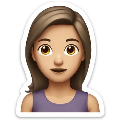 Girl with brown hair, brown eyes, and very glossy l sticker