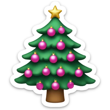 Christmas tree with pink ornaments  sticker