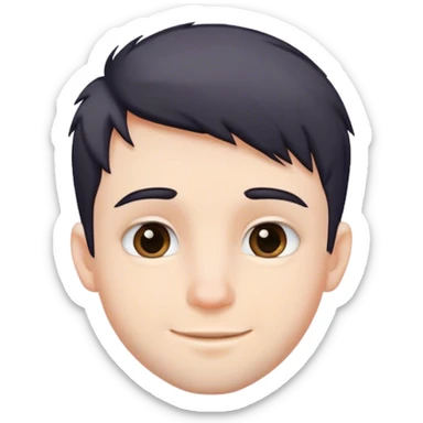 Cute white male, short dark colored hair and facial hair, nose and lip piercing, emo smiling sticker