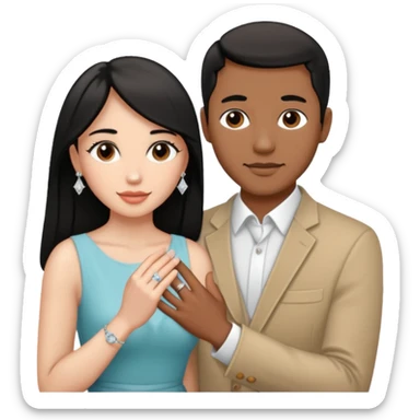 George Floyd make a proposal to a thin pale black haired girl sticker