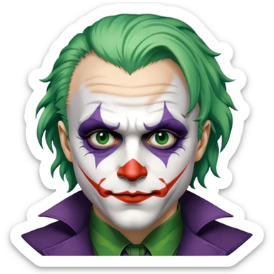 Heath Ledger Joker with face paint and green hair sticker