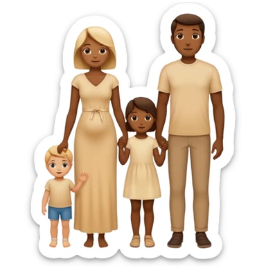 silhouette family with mom dad teenage daughter toddler son and baby.  sticker