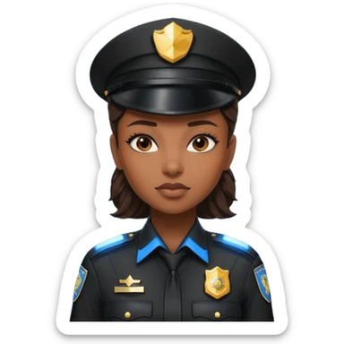 Futuristic black woman cop sticker