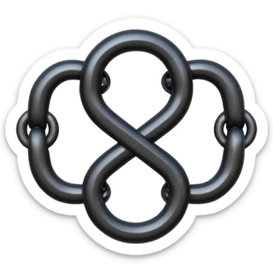 Emoji, gothic chain link shaped as number 8, forged from matte black steel, thick industrial form, subtle metal texture, no glow, no neon, flat emoji design, centered, transparent background sticker