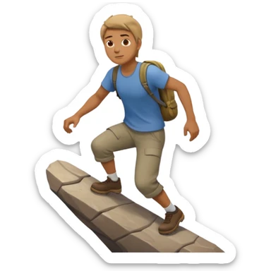 Man in simple clothes Climbing up a hill sticker