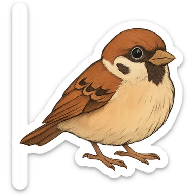 ghibli style sparrow sticker