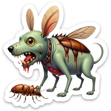 Zombie dog killing cockroach sticker