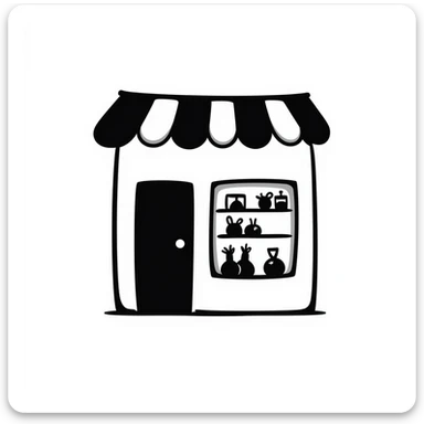 store icon, hand-drawn doodle style, playful and casual sticker