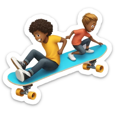 A young person on a skateboard is pushed by another sticker