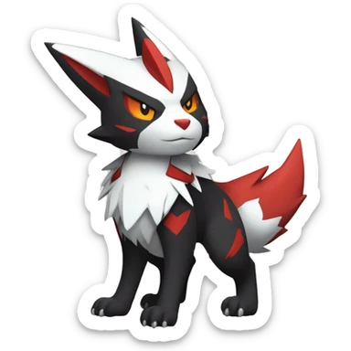 Black Cool Edgy Anthro Zangoose Litten Fakémon  with White and Red Edgy markings sticker