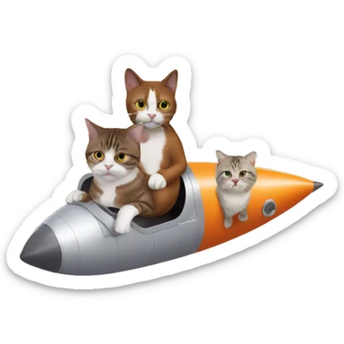 mr bean & cats sit in rocket sticker