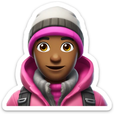 Fortnite Skin With Winter clothes in pink sticker