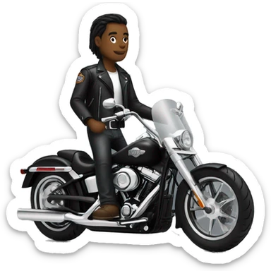 Black harley davidson with white rider sticker