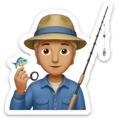 a man with a fishing rod sticker