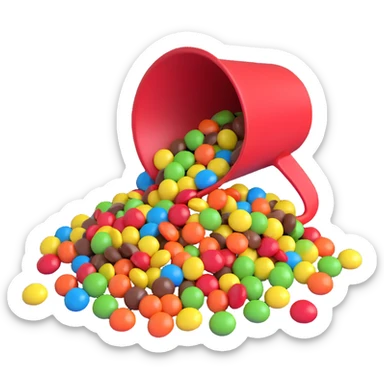 m&ms in a red cup, cup tilted sticker