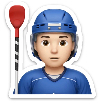 ice hockey player portrait, head and shoulders only, wearing hockey helmet with visor, team jersey collar, holding hockey stick near shoulder, focused competitive expression, 3D cartoon style, mobile game icon style, clean background, no text, no watermark

 sticker