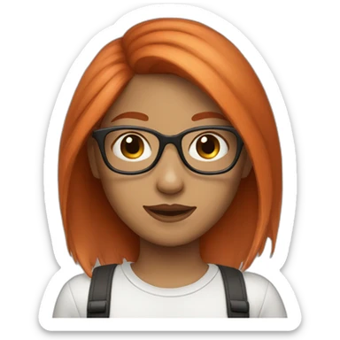 girl with glasses and red tip hair sticker