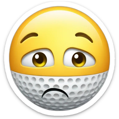 Confused Golf Emoji  Description A golf ball with a quizzical expression, surrounded by question marks and maybe holding a map or looking at a GPS device. sticker