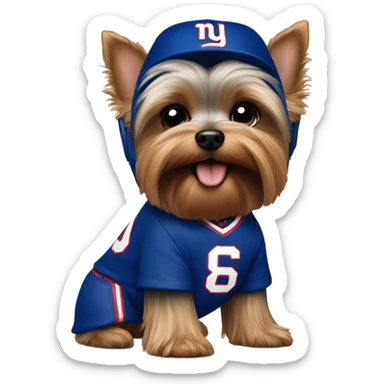 Yorkie in a New York giants jersey sticker
