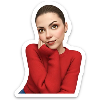 smiling girl in cozy sweater sticker