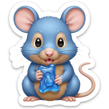 raton comiendo gomita azul sticker
