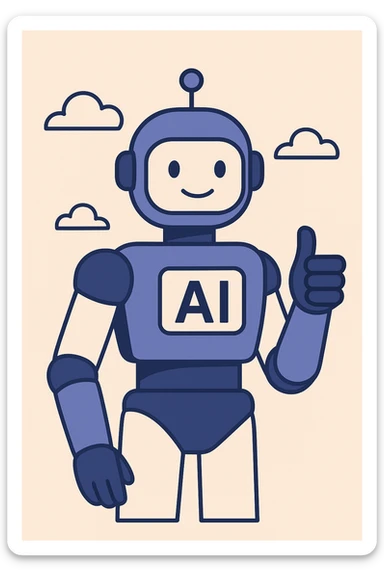 minimalistic and geometric ai robot, modern look sticker
