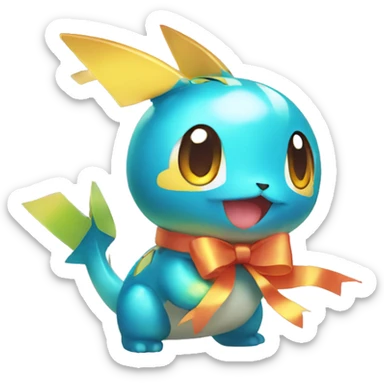 Shiny colorful Pokémon with ribbons sticker