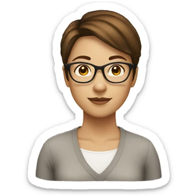 Female with glasses and short brown hair sticker