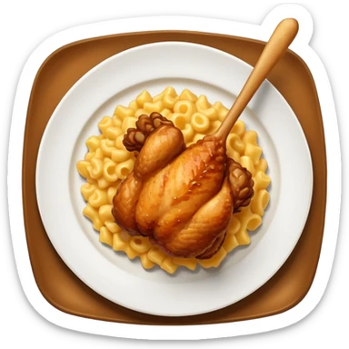 drumstick chicken with mac and cheese on the side on a plate sticker