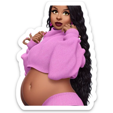 dark-skinned beauty in pink sticker