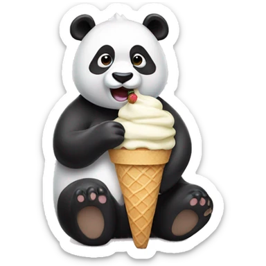 Panda eating ice cream sticker