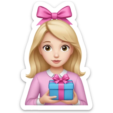 🥳🎀 pembe bir tokasını takan bey kızın elinde bir hediye var sticker