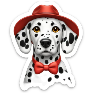 Dalmatian wearing a red fedora sitting athletic sticker