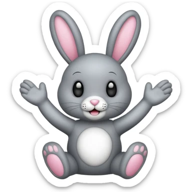 Emoji pour twitch d'une peluche lapin squelette noir faisant signe de la patte avec le texte:"Hi !" sticker