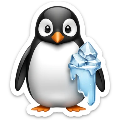 Pinguin with ice ￼ sticker