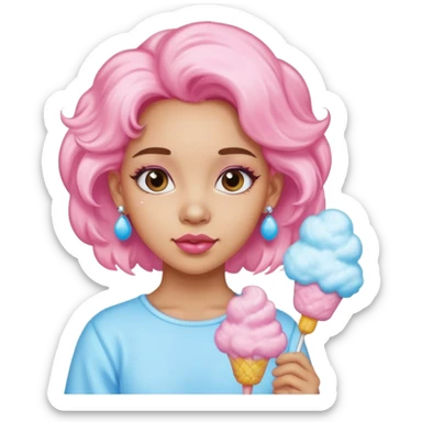 cotton candy girl earringed sticker