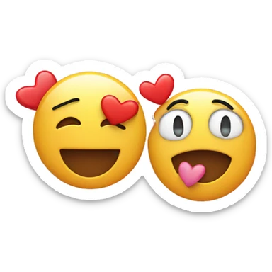 exhausted emoji and smiling emoji with 3 hearts combined sticker