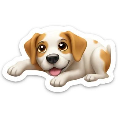 Dog sunbathing in the sand  sticker