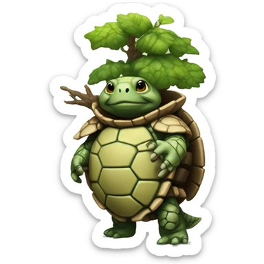 Humanoid Tortle Cleric with a small tree growing off of his shell. sticker